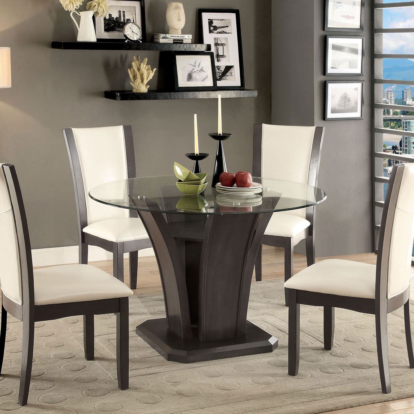 Glass top round hotsell dining table for 6